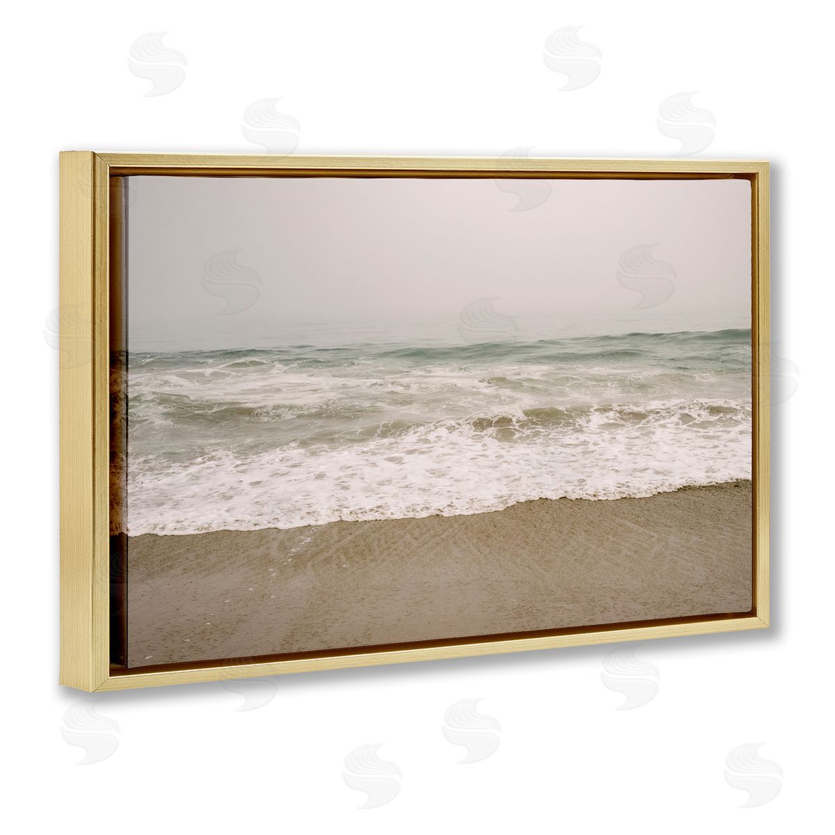 Peaceful Point Reyes Gold Floating Frame Canvas Wall Art, Home Decor by Crystal Lynn Collins
