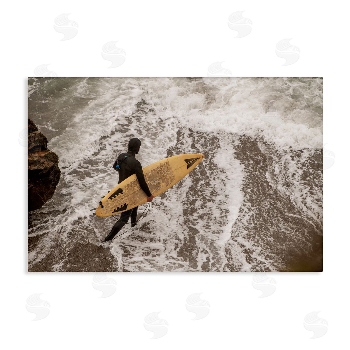 Surfer Strolling Shore Canvas Wall Art, Home Decor by Crystal Lynn Collins