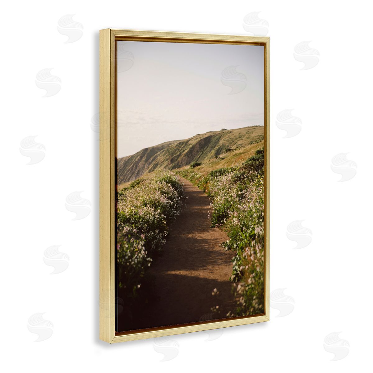 Path by Beach Coast Gold Floating Frame Canvas Wall Art, Home Decor by Crystal Lynn Collins