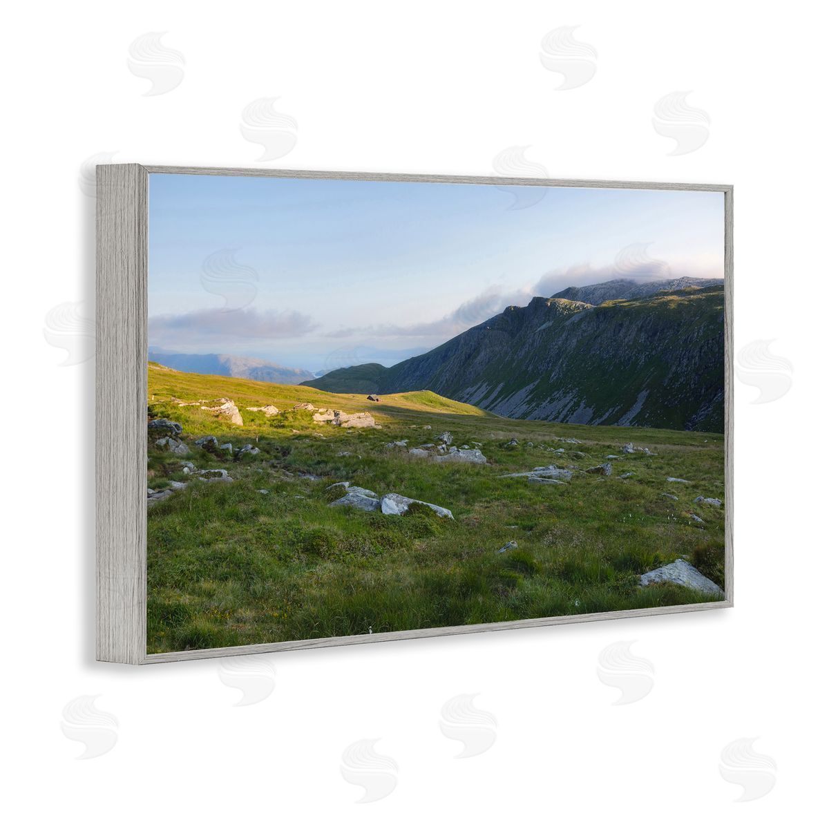 Lush Rolling Cliffs Grey Frame Print Wall Art, Home Decor by Thomas Tepstad Berge