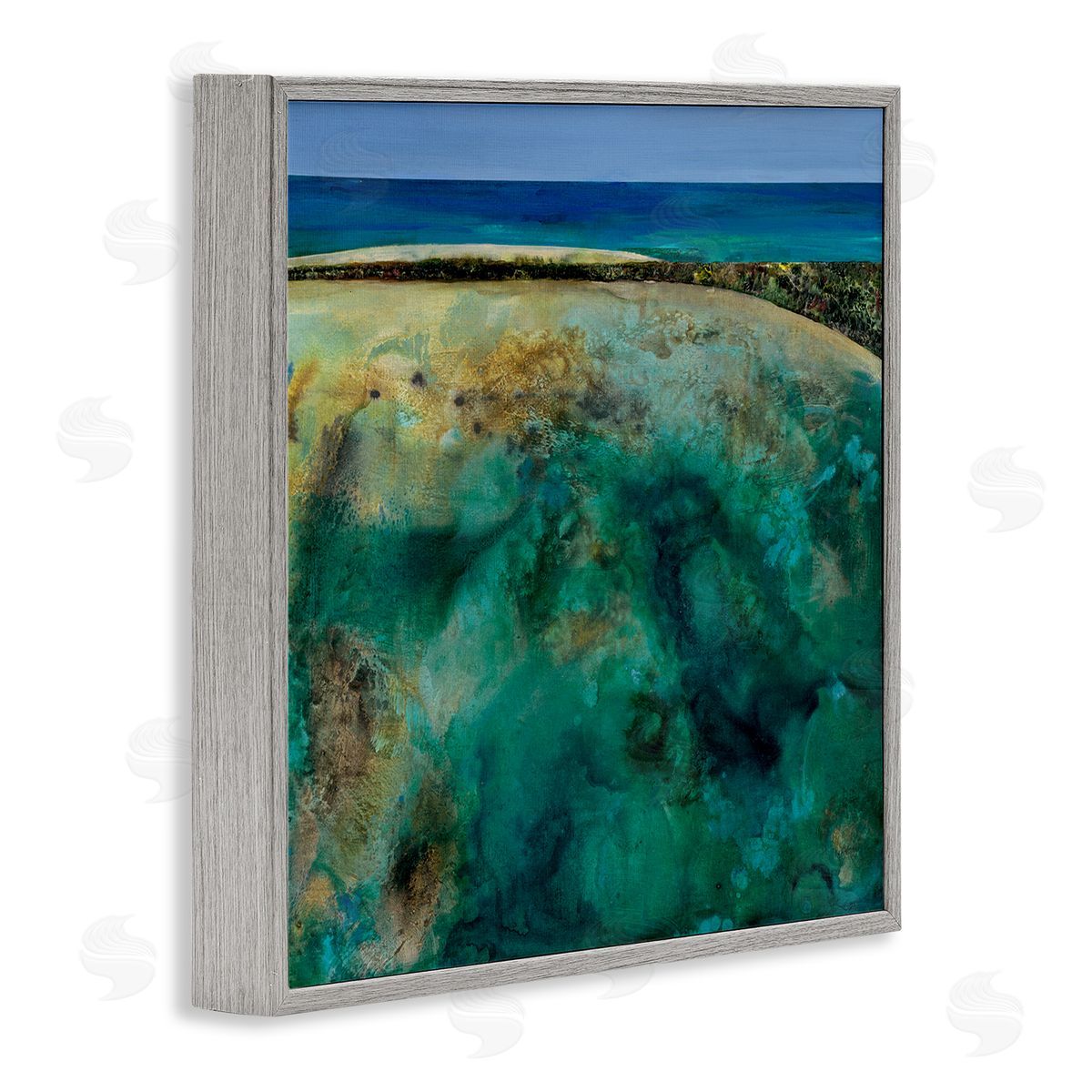 Beachy Maritime Landscape Grey Frame Print Wall Art, Home Decor by Ngo