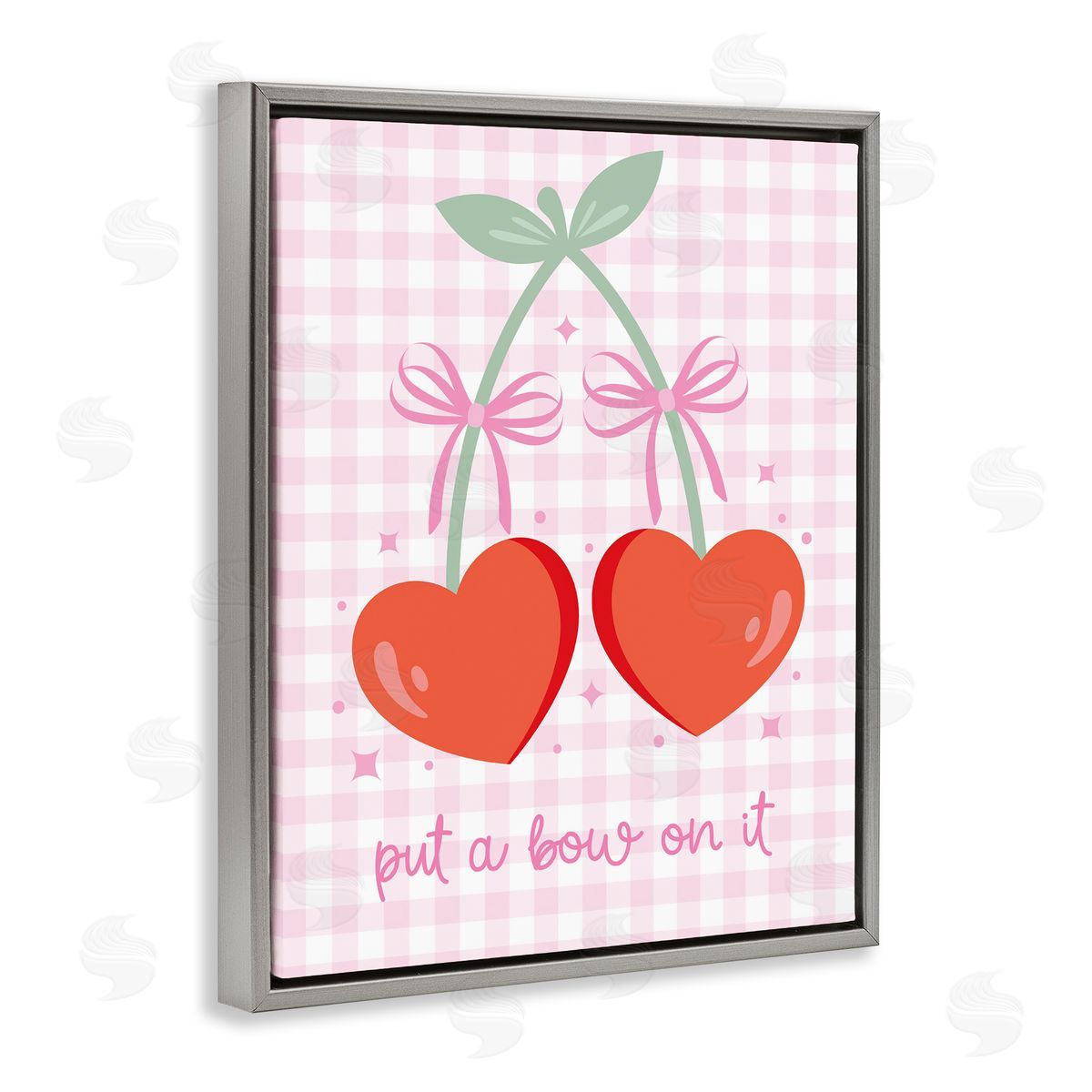 Ilis Avilés Put A Bow On It Cherries Gray Floating Frame Canvas Wall Art Print