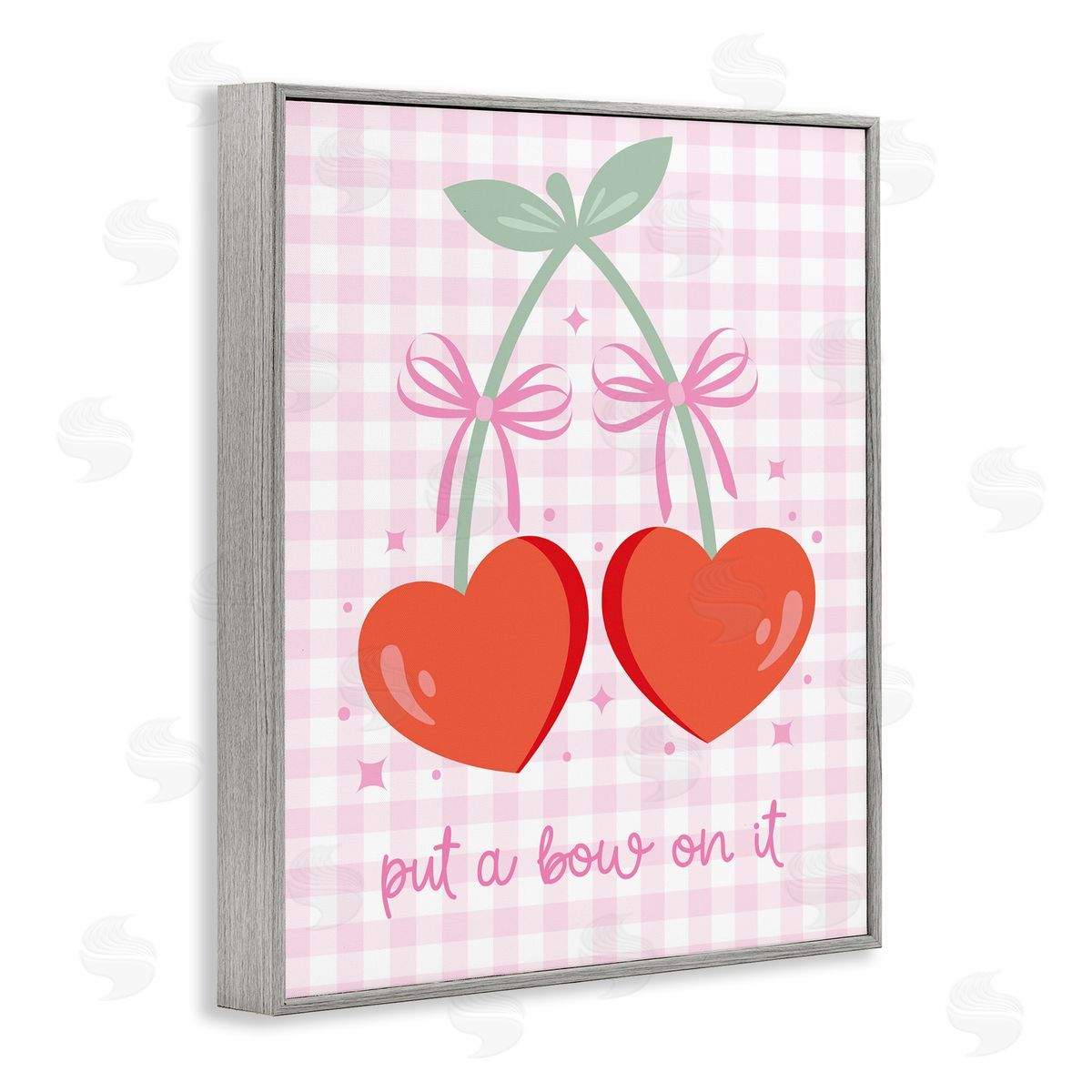 Ilis Avilés Put A Bow On It Cherries Gray Framed Giclee Wall Art Print