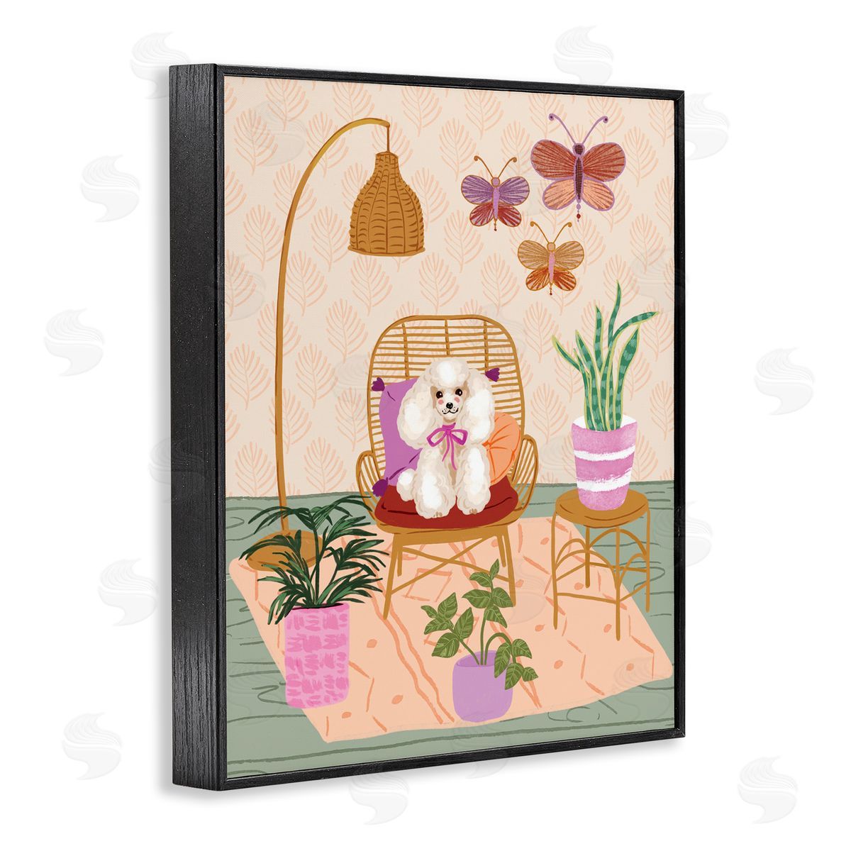 Be Ni La Pup in Whimsical Living Space Black Framed Giclee Wall Art Print