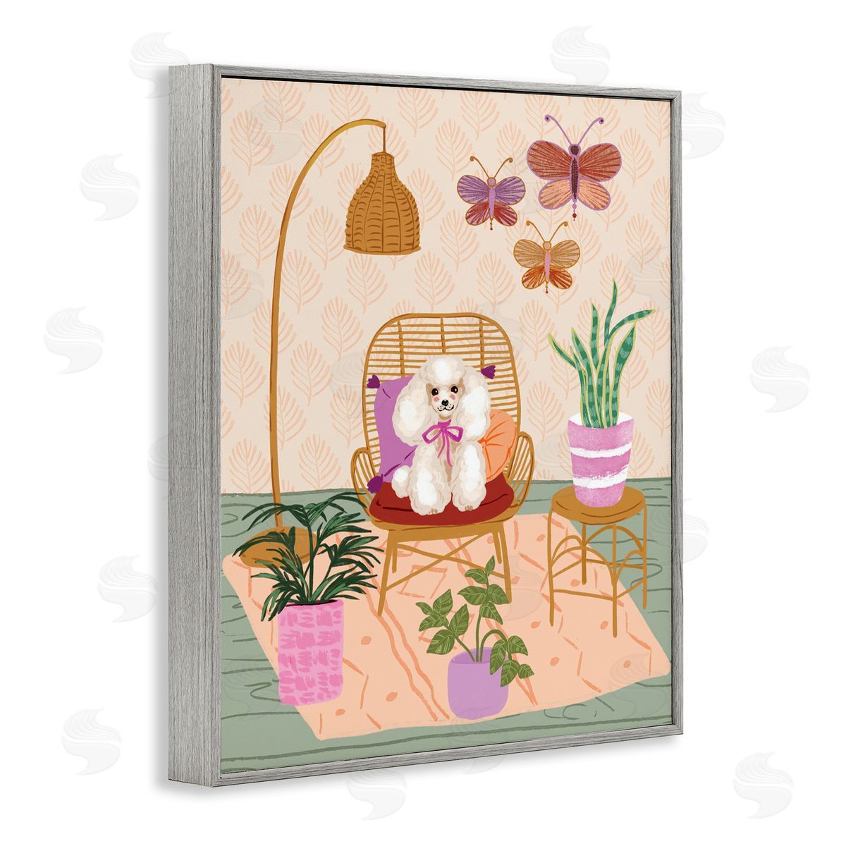 Be Ni La Pup in Whimsical Living Space Gray Framed Giclee Wall Art Print
