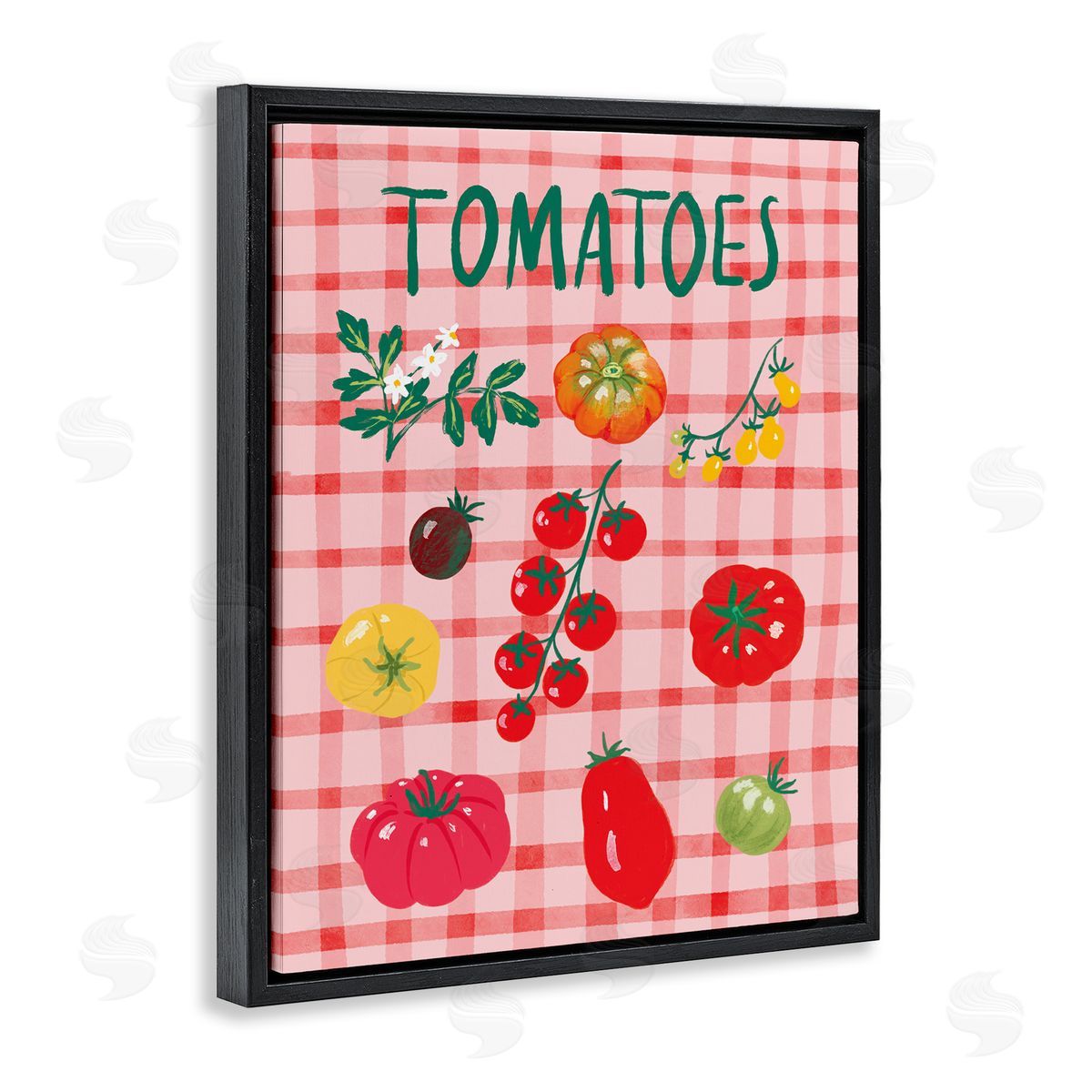 Be Ni La Various Tomatoes on Plaid Black Floating Frame Canvas Wall Art Print