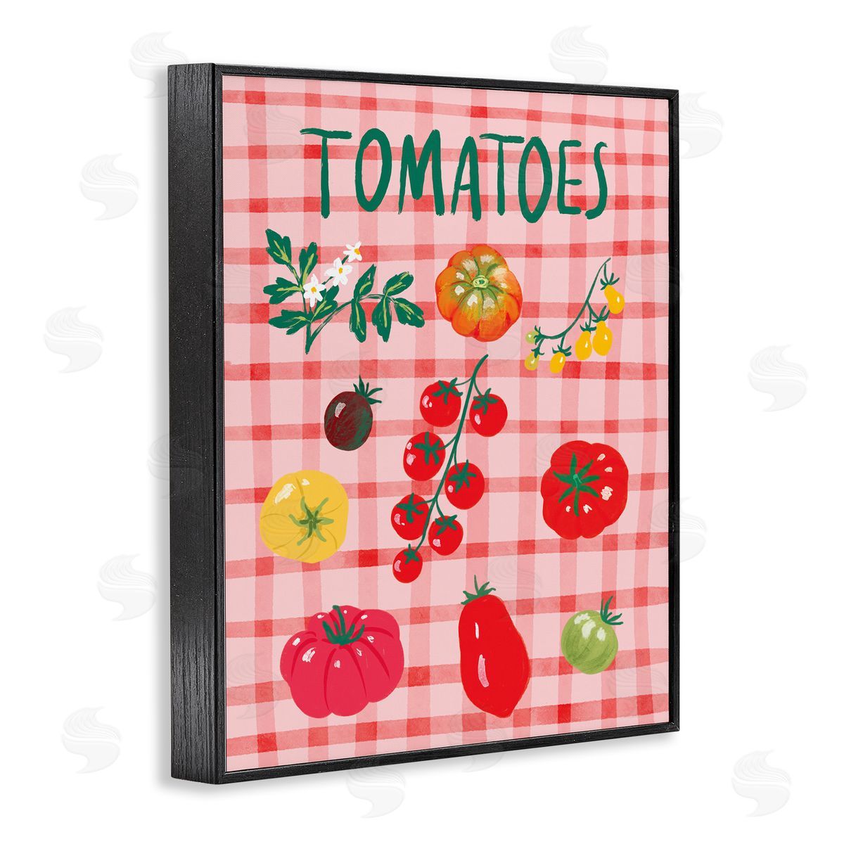 Be Ni La Various Tomatoes on Plaid Black Framed Giclee Wall Art Print