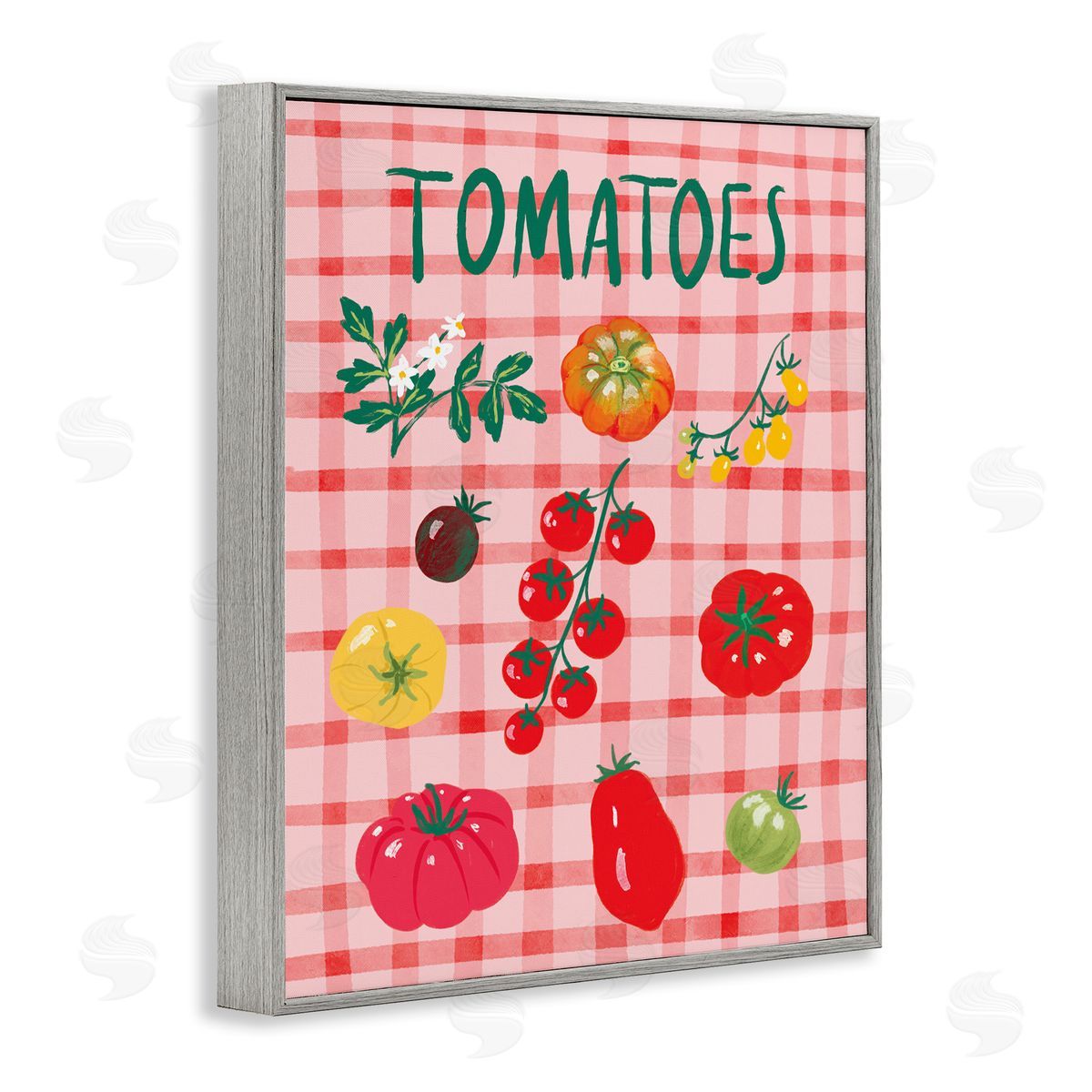 Be Ni La Various Tomatoes on Plaid Gray Framed Giclee Wall Art Print