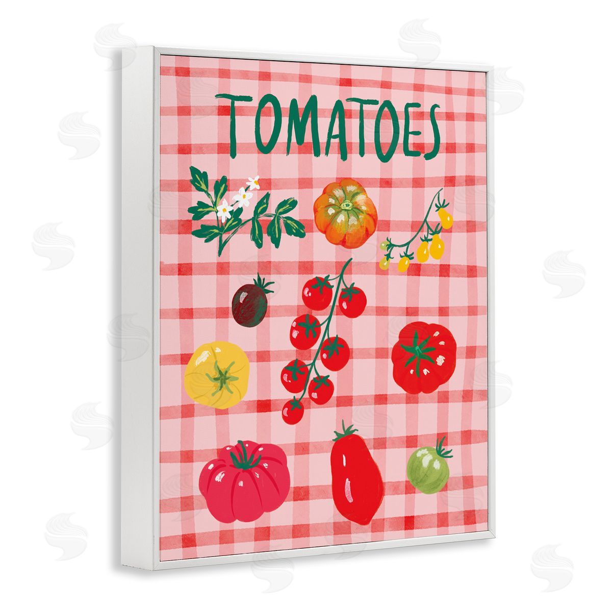 Be Ni La Various Tomatoes on Plaid White Framed Giclee Wall Art Print