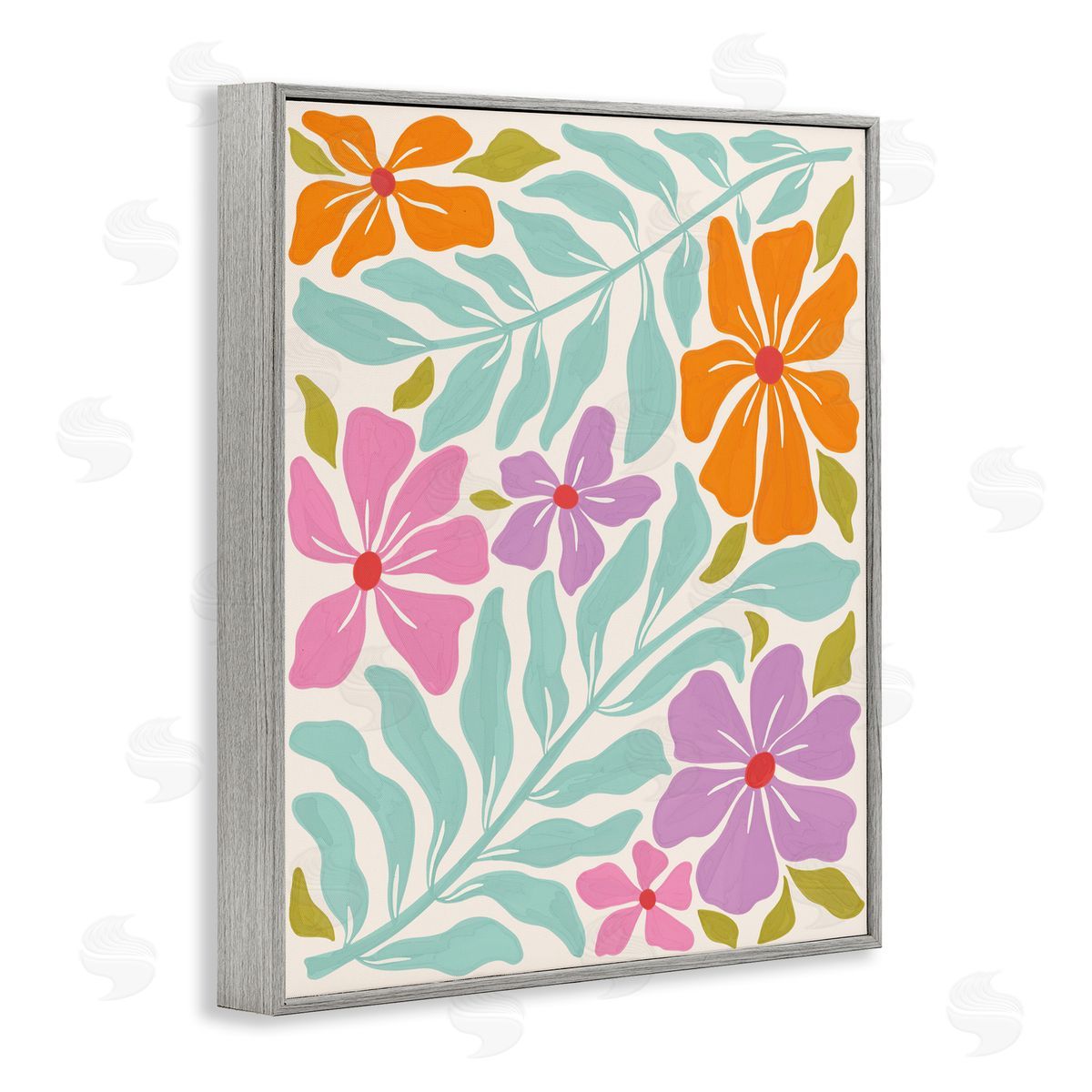 Aralma Floral Energy Pattern Gray Framed Giclee Wall Art Print