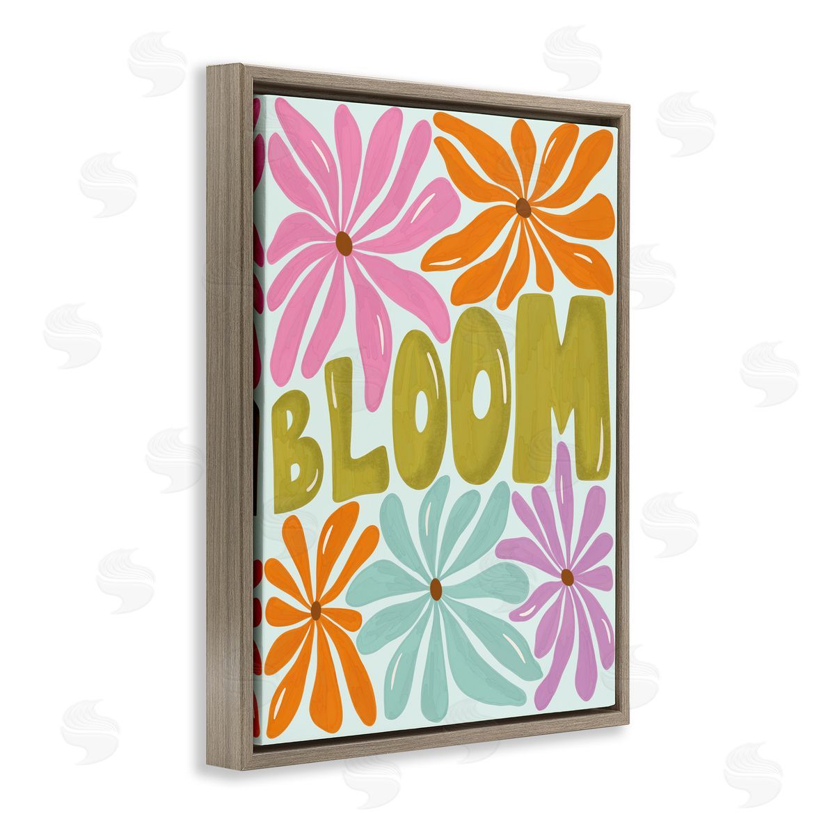 Aralma Bloom Floral Energy Brown Floating Frame Canvas Wall Art Print