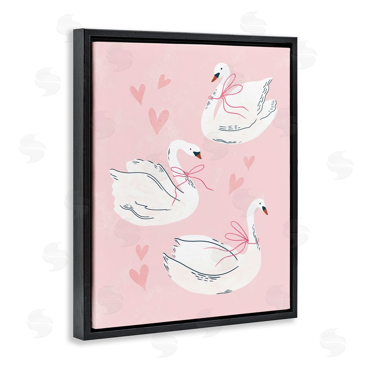 Macu Barreto Pastel Ribbons on Swans Black Floating Frame Canvas Wall Art Print