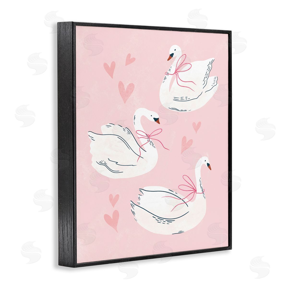 Macu Barreto Pastel Ribbons on Swans Black Framed Giclee Wall Art Print