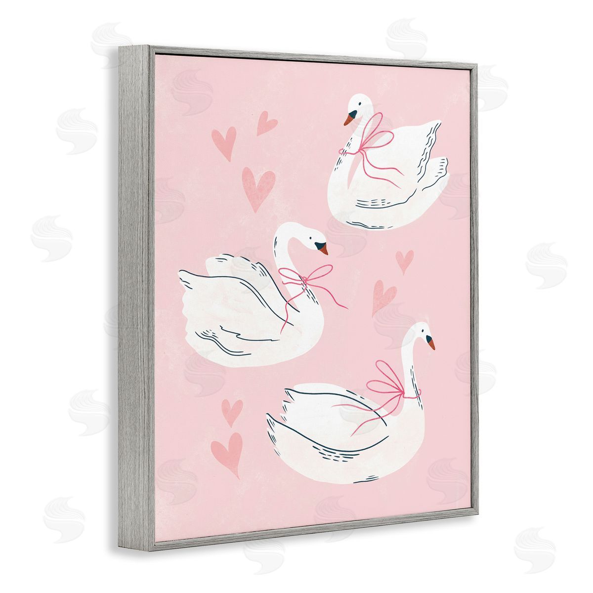 Macu Barreto Pastel Ribbons on Swans Gray Framed Giclee Wall Art Print