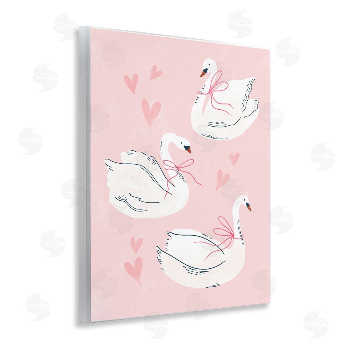 Macu Barreto Pastel Ribbons on Swans Wooden Wall Plaque Art Print