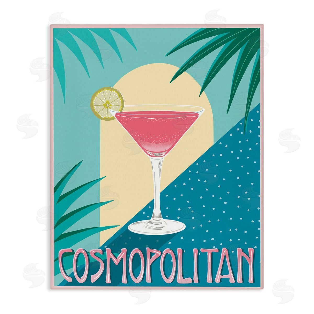 Jo Reid Cosmopolitan & Palm Leaves Canvas Wall Art Print