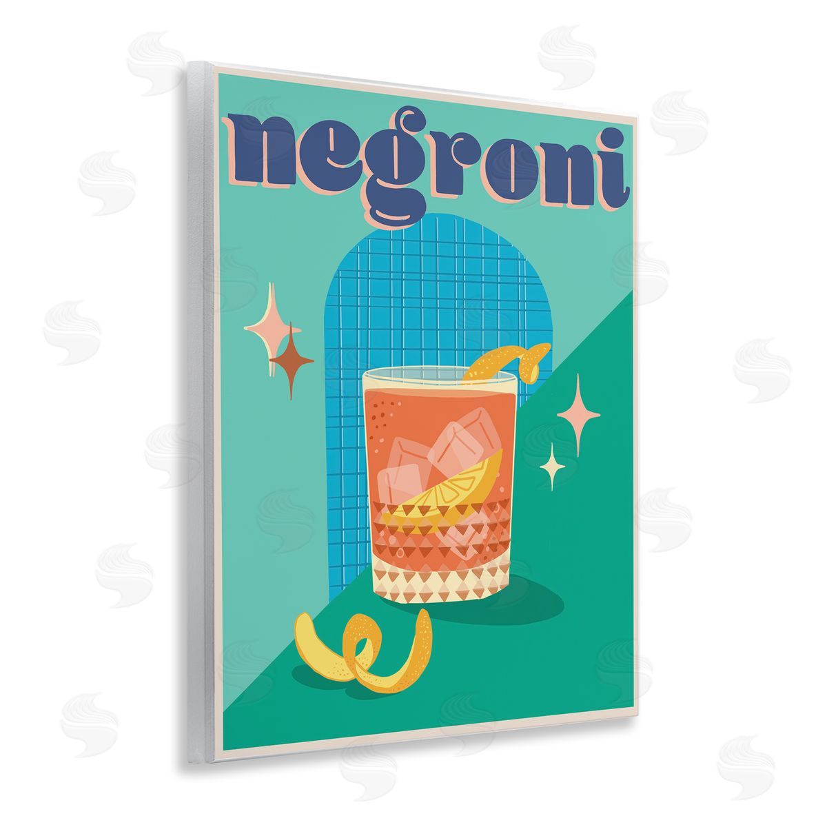 Jo Reid Classic Retro Negroni Wooden Wall Plaque Art Print