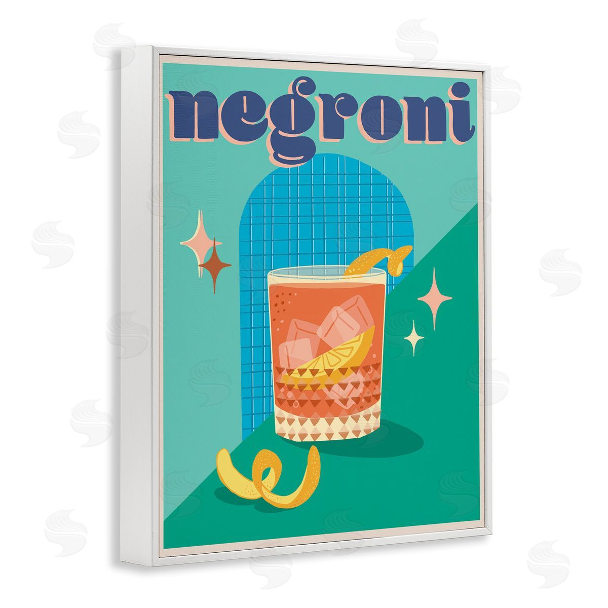 Jo Reid Classic Retro Negroni White Framed Giclee Wall Art Print