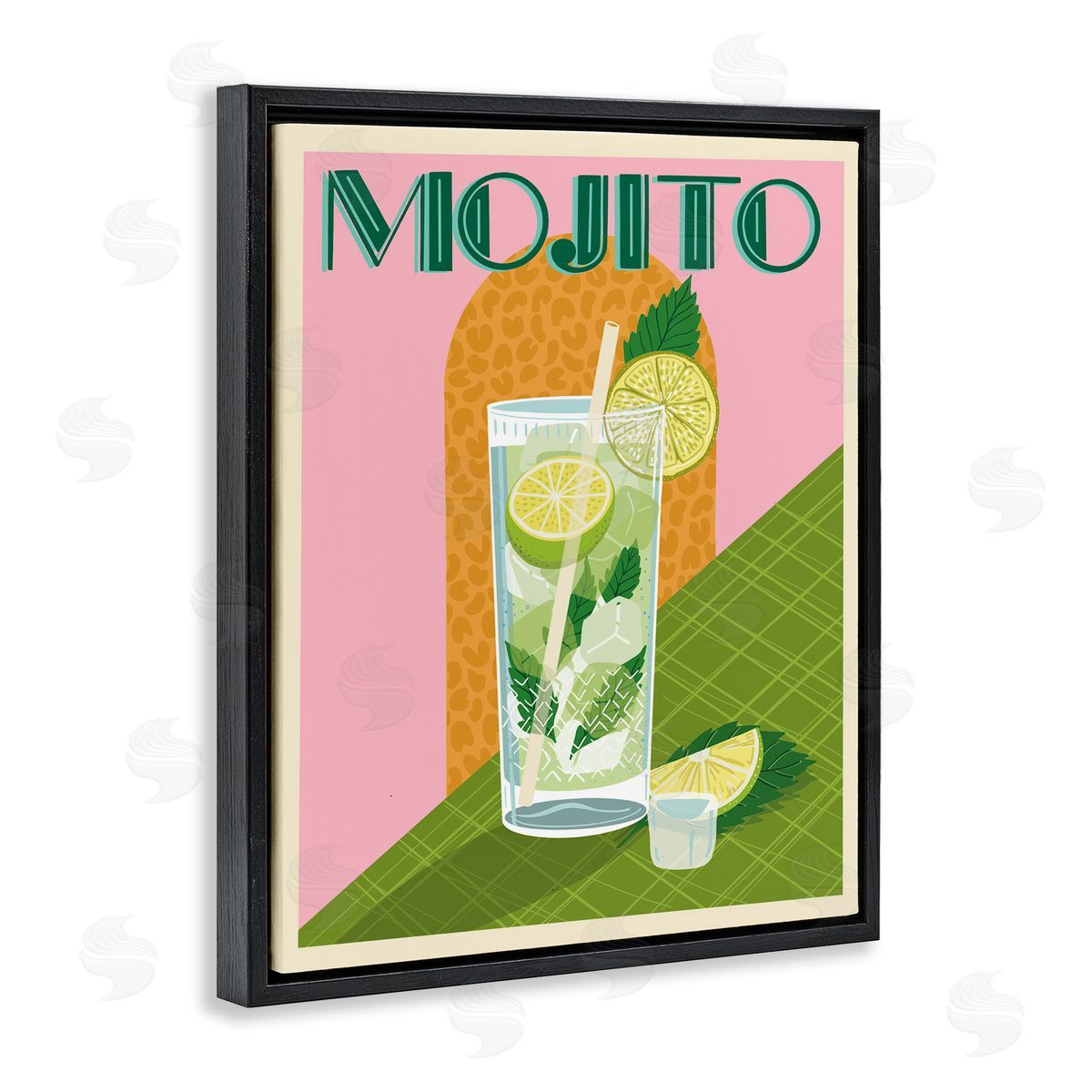 Jo Reid Classic Retro Mojito Black Floating Frame Canvas Wall Art Print