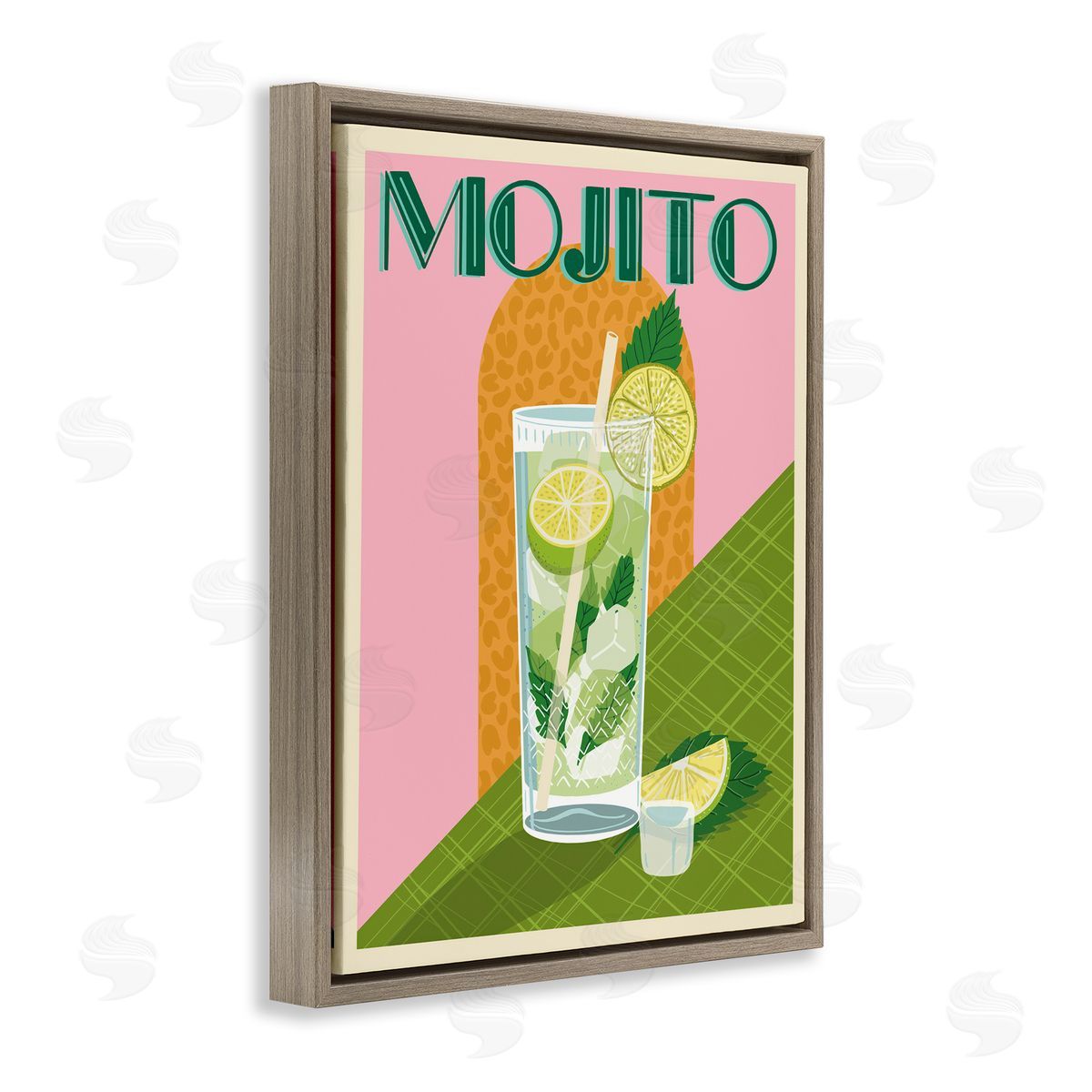 Jo Reid Classic Retro Mojito Brown Floating Frame Canvas Wall Art Print