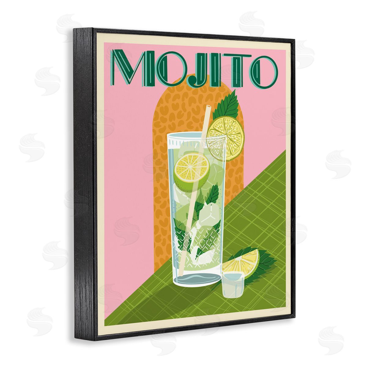 Jo Reid Classic Retro Mojito Black Framed Giclee Wall Art Print