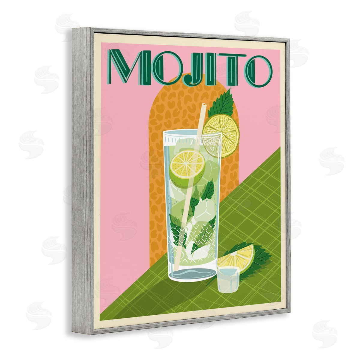 Jo Reid Classic Retro Mojito Gray Framed Giclee Wall Art Print