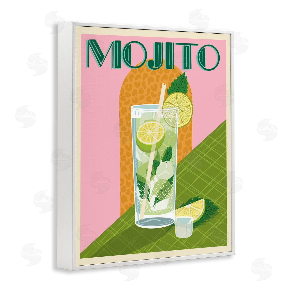 Jo Reid Classic Retro Mojito White Framed Giclee Wall Art Print