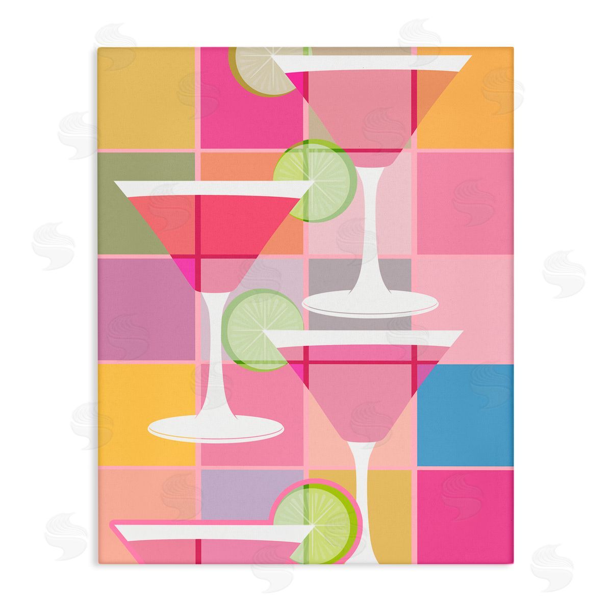 SD Graphics Studio Cocktail Squares Design Canvas Wall Art Print