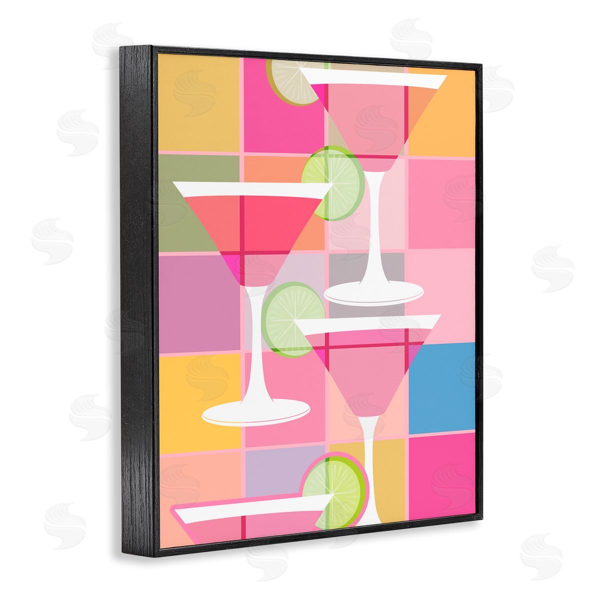 SD Graphics Studio Cocktail Squares Design Black Framed Giclee Wall Art Print