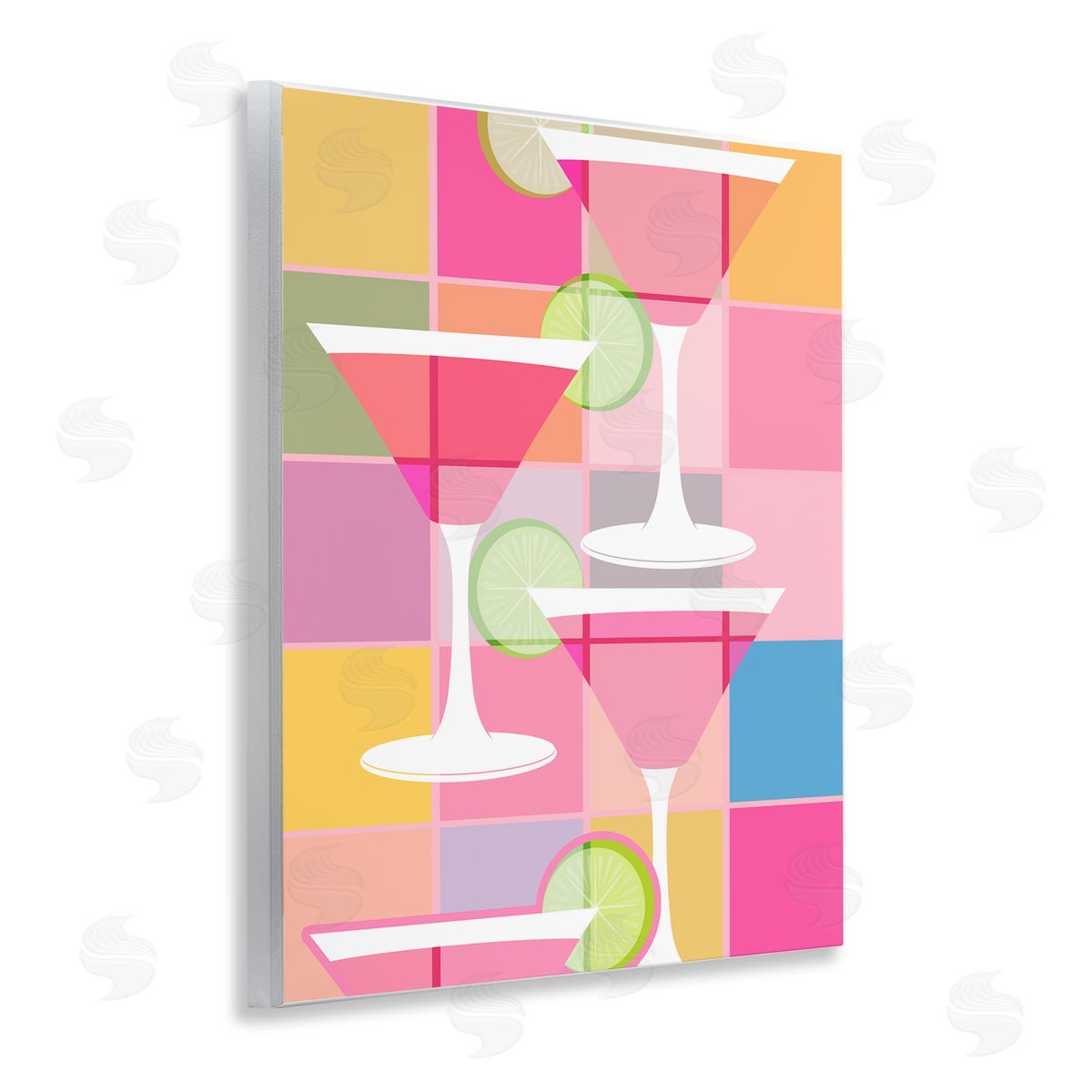 SD Graphics Studio Cocktail Squares Design Wooden Wall Plaque Art Print