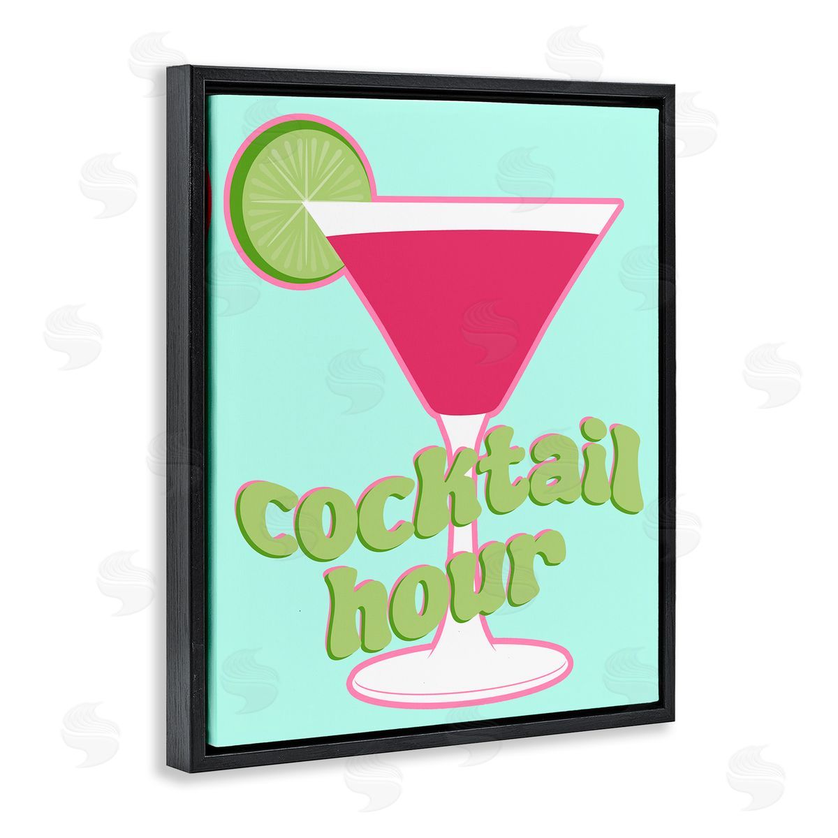 SD Graphics Studio Retro Cocktail Hour Black Floating Frame Canvas Wall Art Print