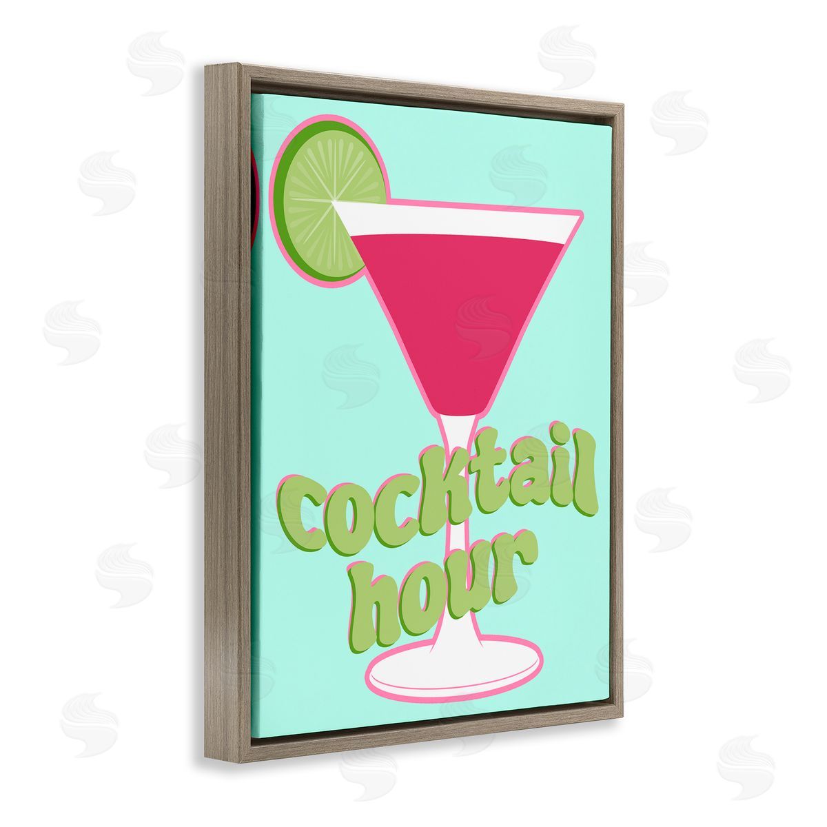 SD Graphics Studio Retro Cocktail Hour Brown Floating Frame Canvas Wall Art Print