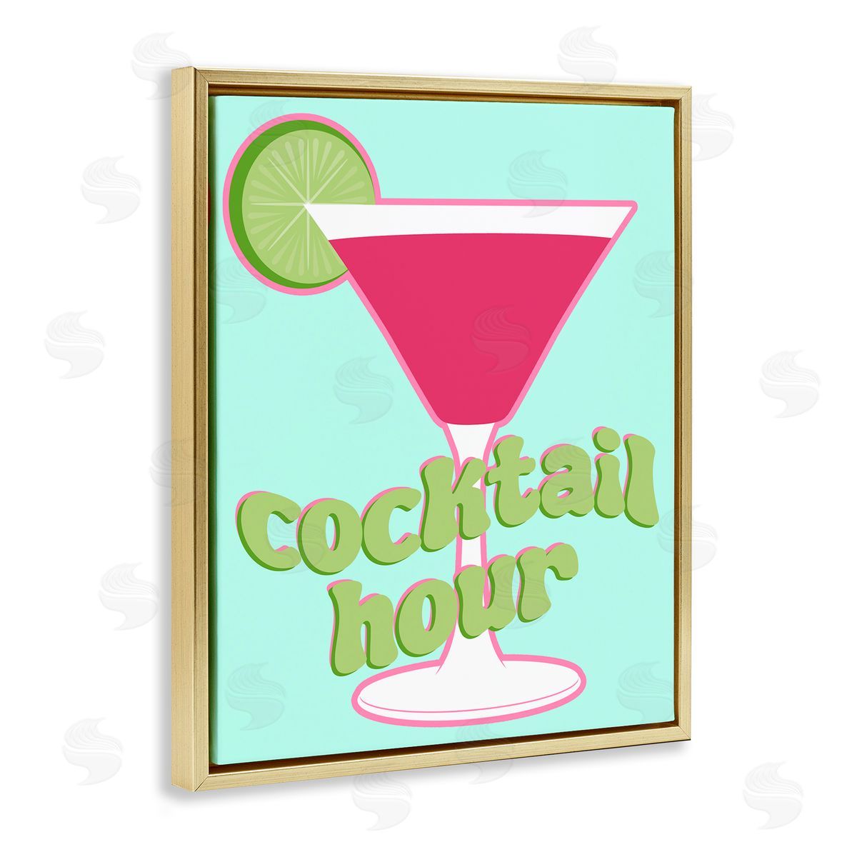 SD Graphics Studio Retro Cocktail Hour Gold Floating Frame Canvas Wall Art Print
