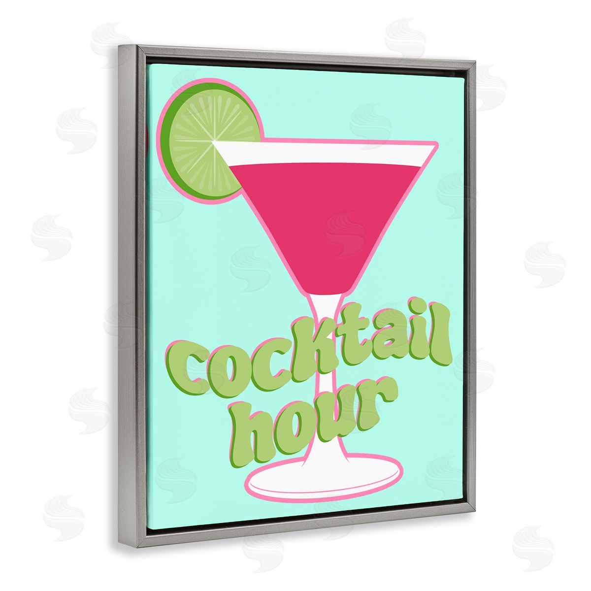 SD Graphics Studio Retro Cocktail Hour Gray Floating Frame Canvas Wall Art Print
