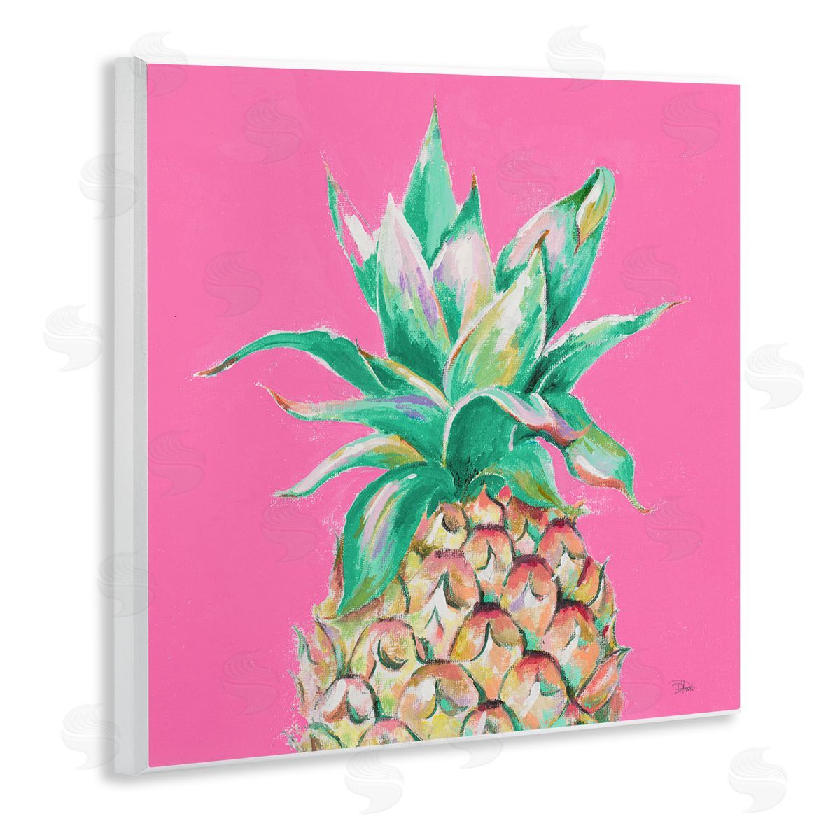 Patricia Pinto Pineapple on Pink Wooden Wall Plaque Art Print