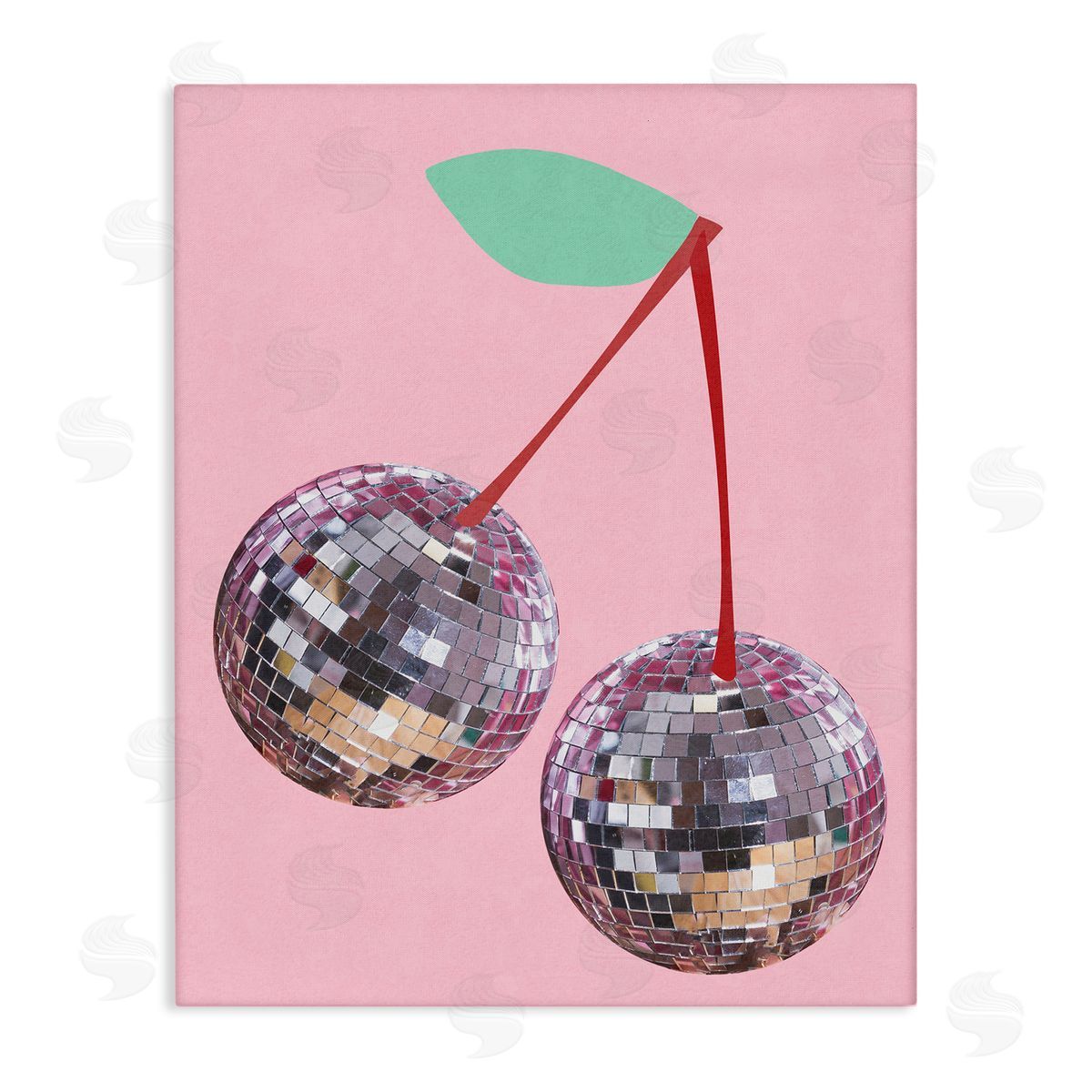 Anna Quach Disco Cherries on Pink Canvas Wall Art Print