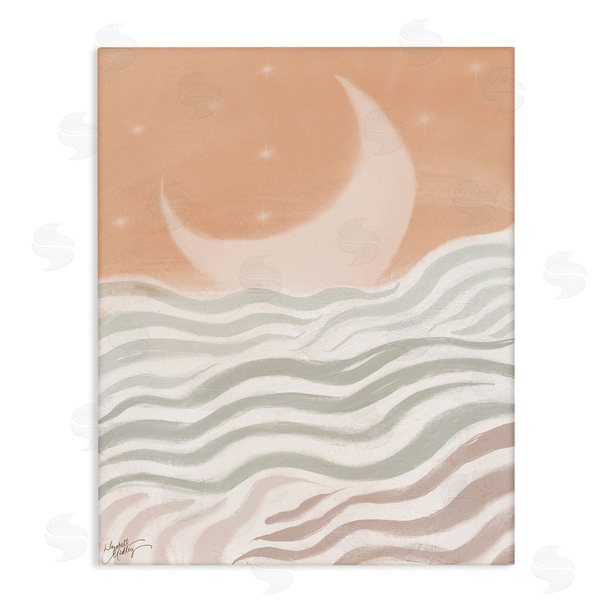 Elizabeth Medley Crescent Moon over Sea Canvas Wall Art Print