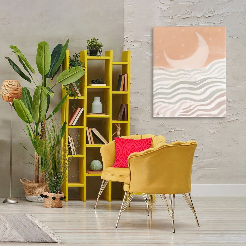 Elizabeth Medley Crescent Moon over Sea Canvas Wall Art Print in Room
