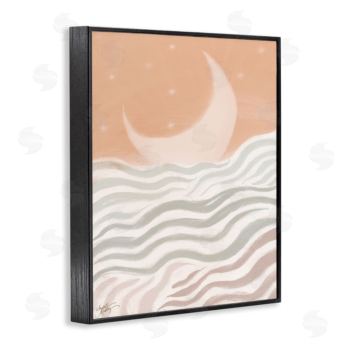 Elizabeth Medley Crescent Moon over Sea Black Framed Giclee Wall Art Print
