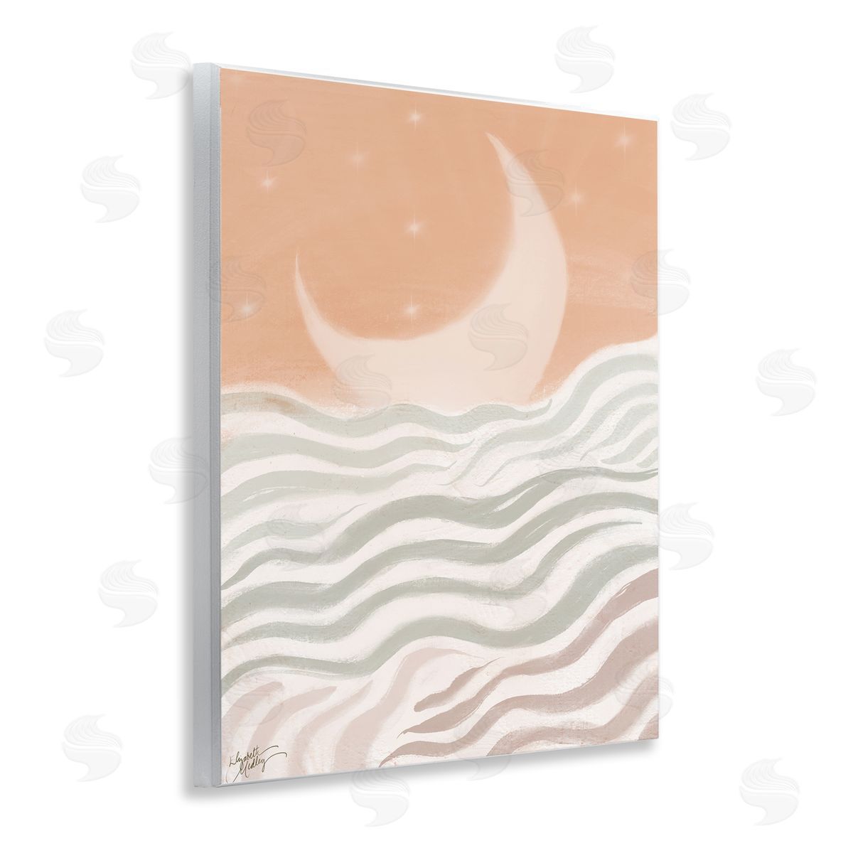 Elizabeth Medley Crescent Moon over Sea Wooden Wall Plaque Art Print
