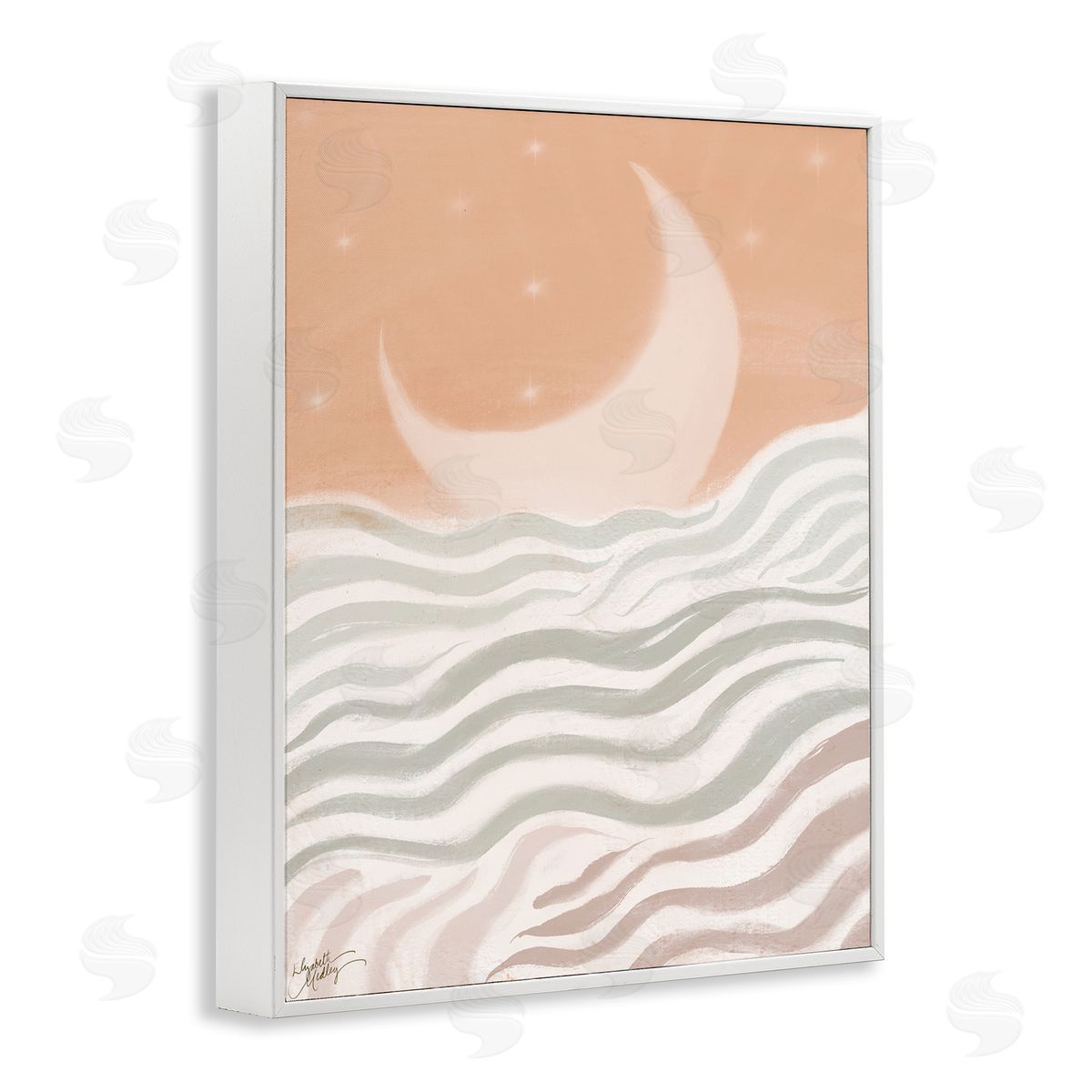 Elizabeth Medley Crescent Moon over Sea White Framed Giclee Wall Art Print