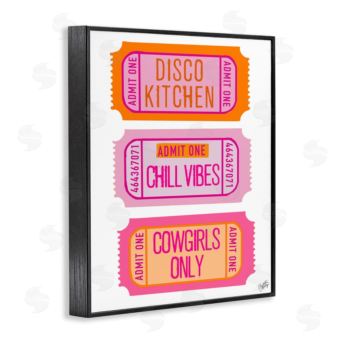 Elizabeth Medley Disco Kitchen Phrase Tickets Black Framed Giclee Wall Art Print