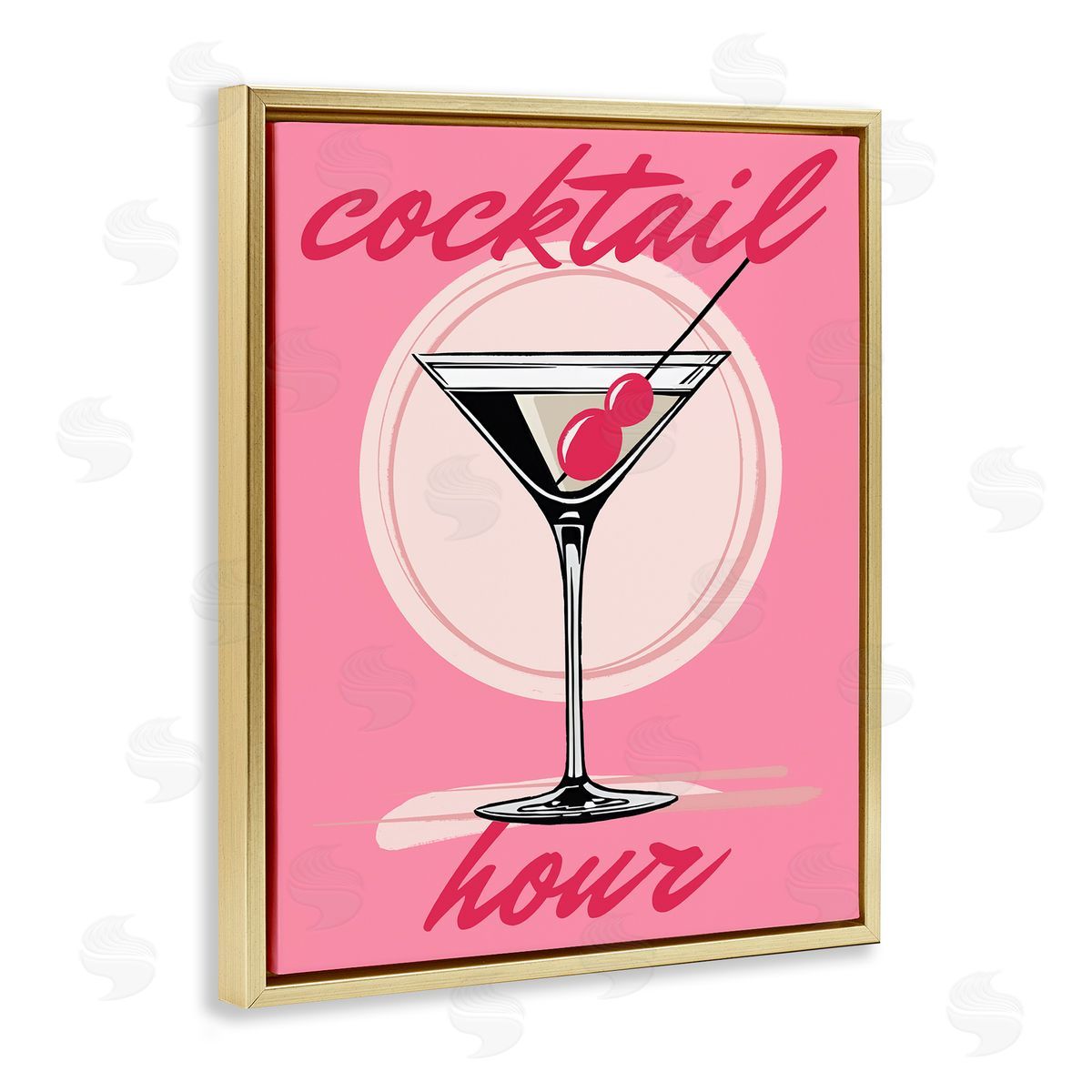 Pink Cocktail Hour Gold Floating Frame Canvas Wall Art, Home Decor by Elizabeth Medley