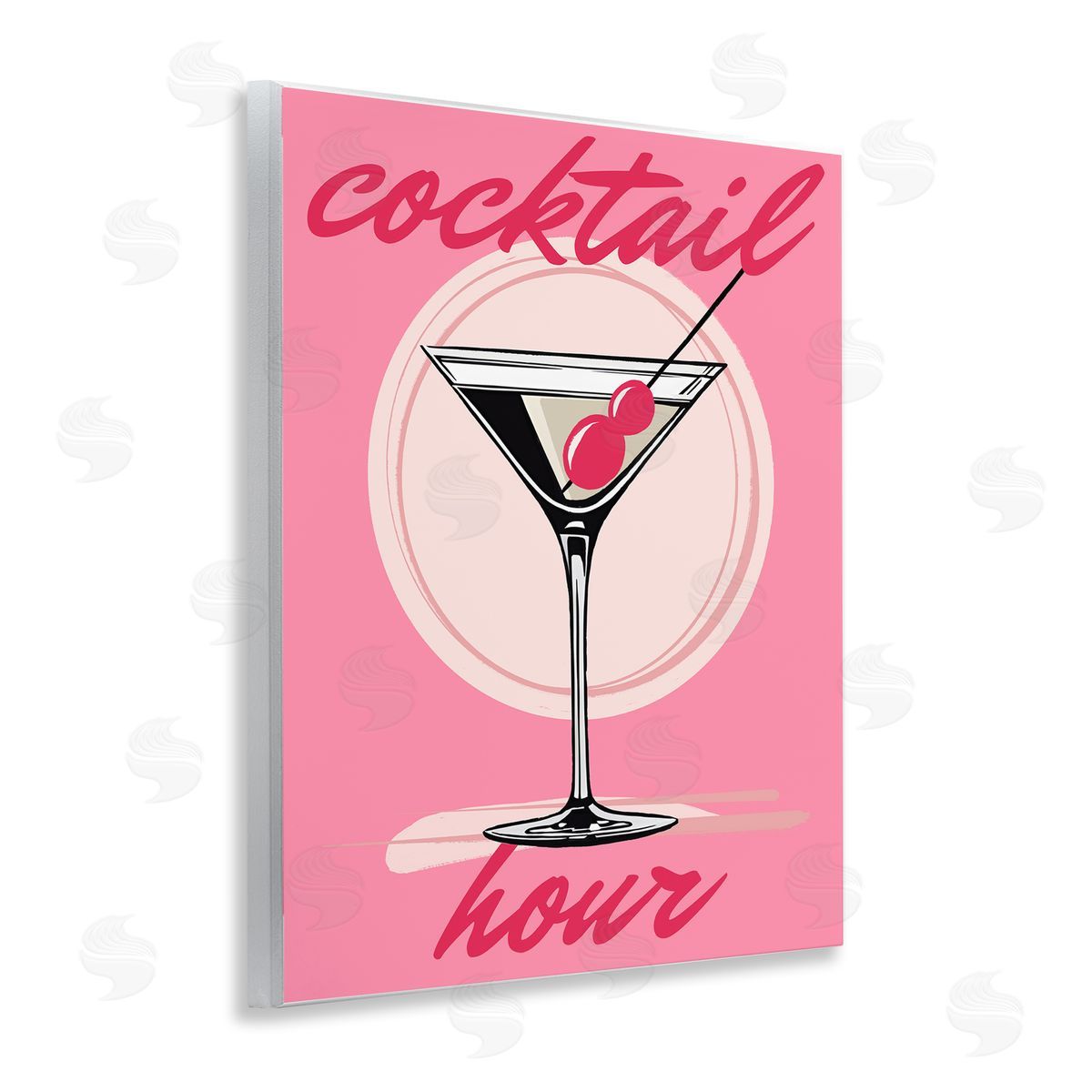 Pink Cocktail Hour Wood Plaque Wall Art, Home Decor by Elizabeth Medley