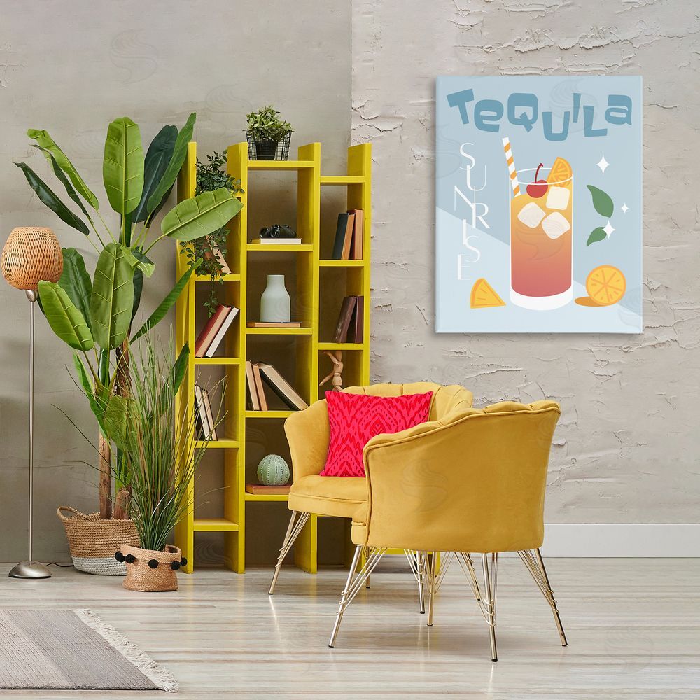 Anna Quach Tequila Sunrise Typography Canvas Wall Art Print in Room