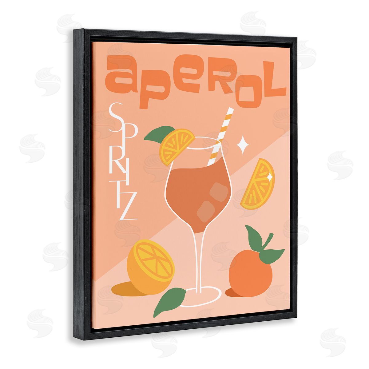 Anna Quach Aperol Spritz Typography Black Floating Frame Canvas Wall Art Print