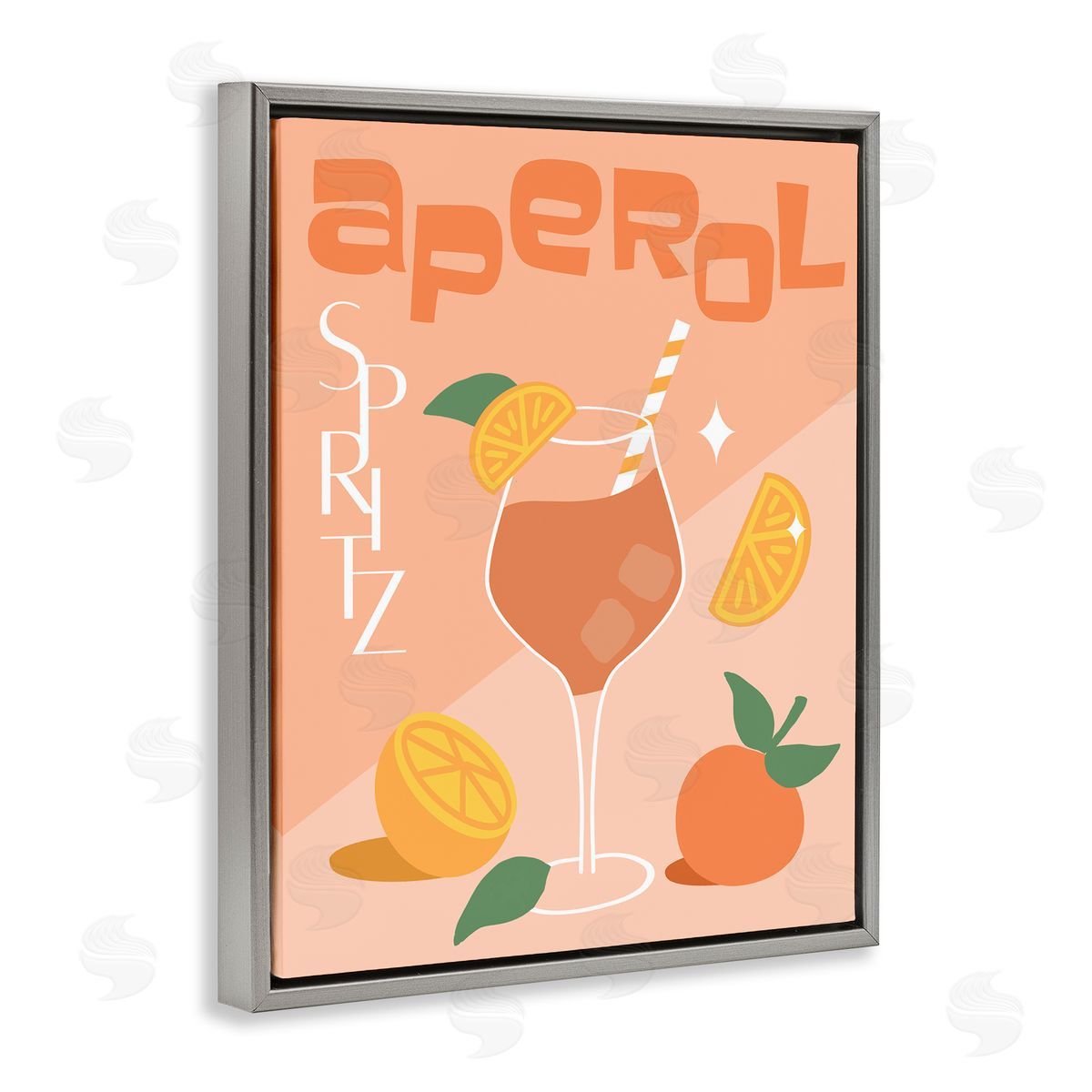 Anna Quach Aperol Spritz Typography Gray Floating Frame Canvas Wall Art Print