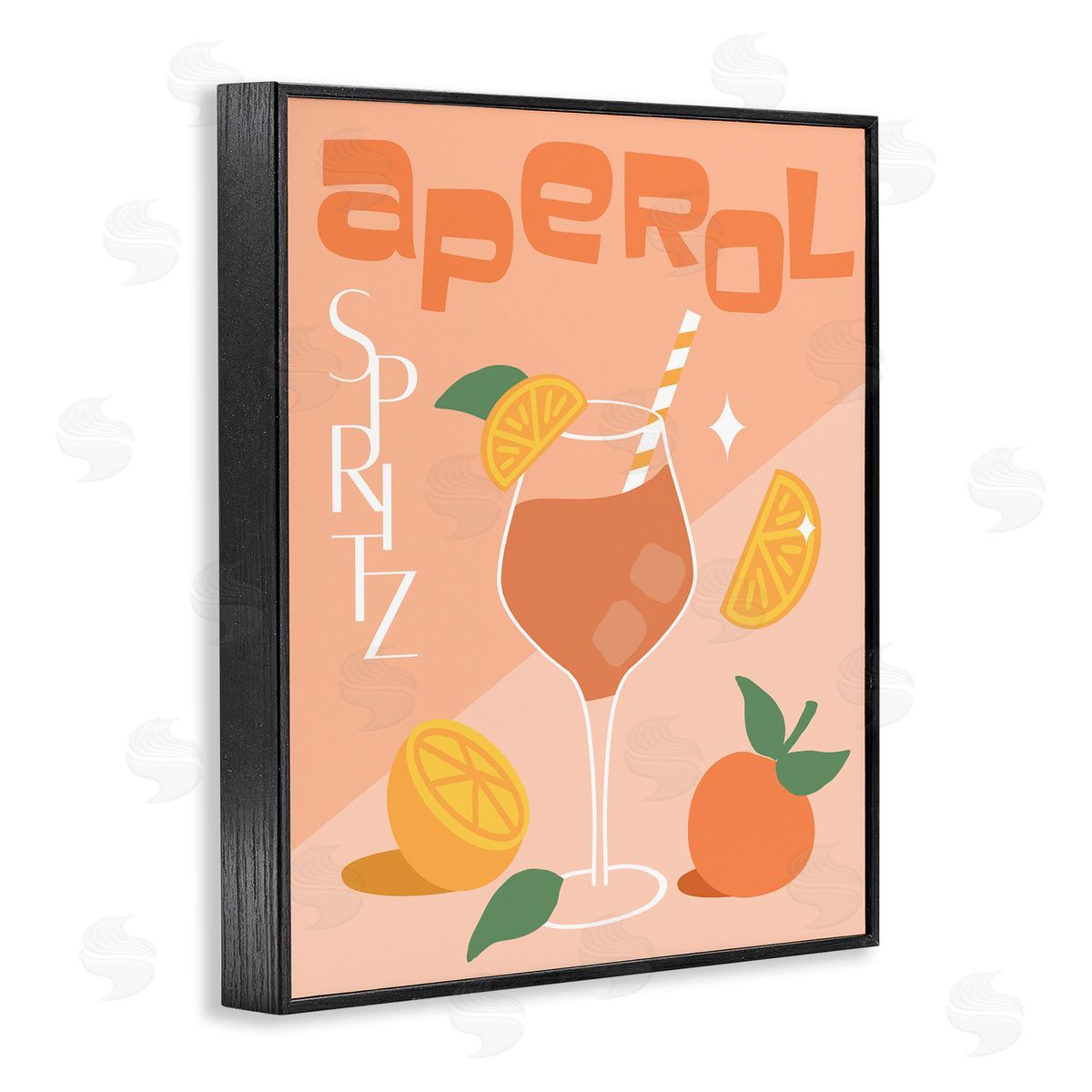 Anna Quach Aperol Spritz Typography Black Framed Giclee Wall Art Print