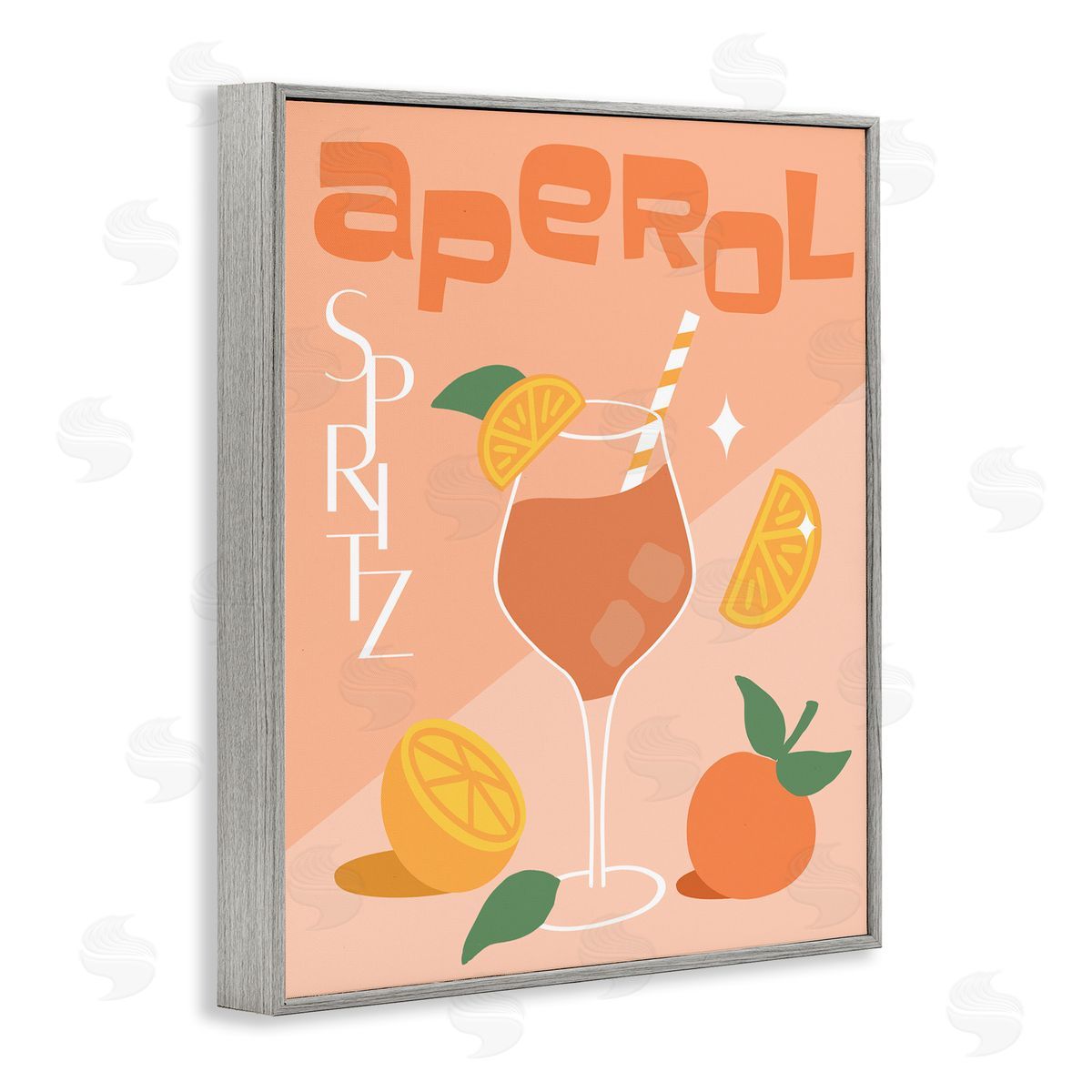 Anna Quach Aperol Spritz Typography Gray Framed Giclee Wall Art Print