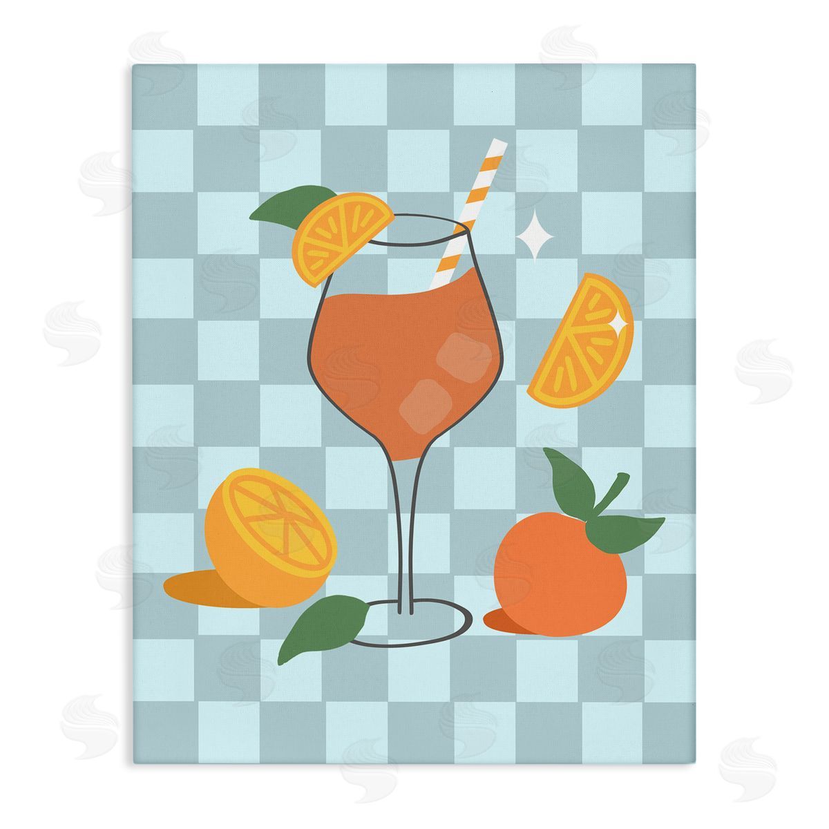 Anna Quach Checkered Fruity Cocktail Canvas Wall Art Print